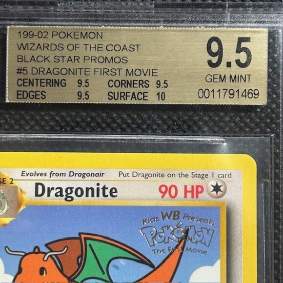 1999 Pokemon Game Black Star Promos #5 DRAGONITE First Movie Quad BGS 9.5+ True - Picture 2 of 3